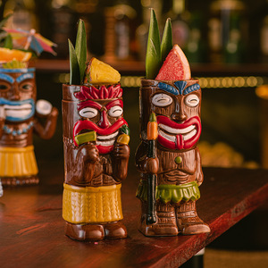 ティキカップセラミックティキマグカップカクテルTikiトロピカルハワイアン誕生日パーティーデコレーション