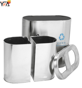 Contenedor de basura de acero inoxidable con tapa abierta, cubo de basura con 2 compartimentos, con cilindro interno galvanizado - Product Image 3