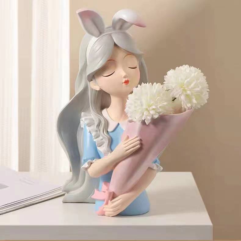 อลิซ ช่อดอกไม้ สาวน้อย สีฟ้า-ไม่มีดอกไม้