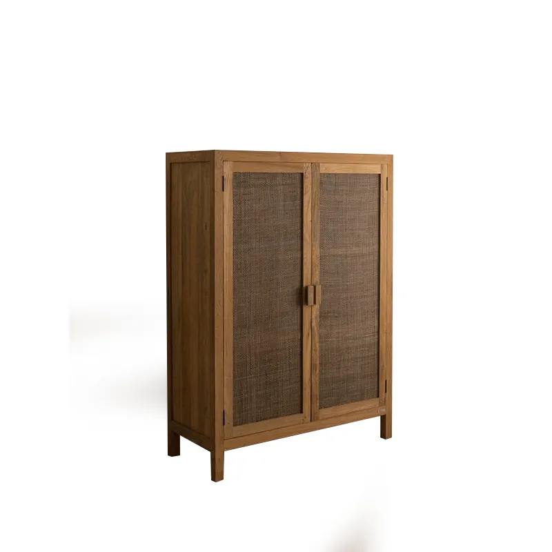 Japonês wabi-sabi estilo rattan tecido madeira maciça estilo antigo log aparador simples armário lateral vintage