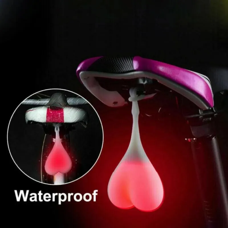 Luz LED trasera de silicona para bicicleta, luz de seguridad con forma de corazón, Bola de huevo, linterna, accesorios para bicicleta