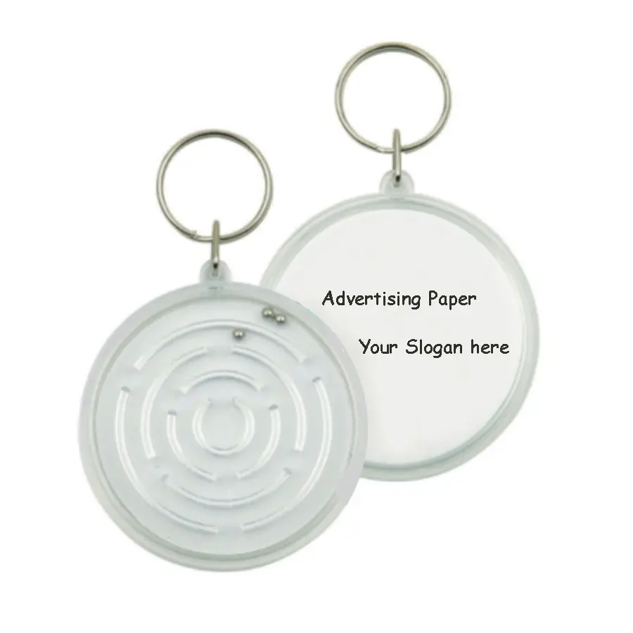 Mini Labyrinthe Magique porte-clés Promotionnel labyrinthe jeu de puzzle porte-clés Logo Personnalisé Rond En Plastique Porte-clés