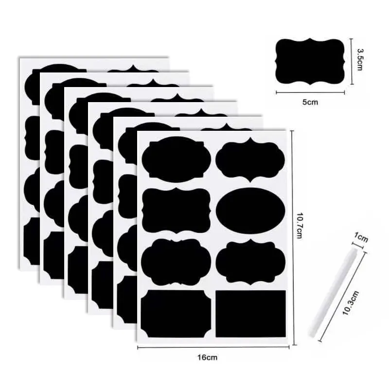 48 Étiquettes de tableau Avec Tableau Noir Marqueur 5cm x 3.5cm Organisateur de Cuisine Autocollants Pour Bocaux En Verre