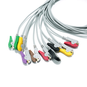 Tıbbi aksesuarlar Norav tıbbi 1200W EKG Leadwire kablo ile uyumlu <span class=keywords><strong>10</strong></span> kurşun klipleri IEC EKG kablo