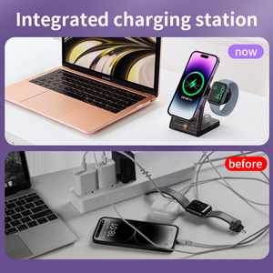 3 in 1 kablosuz şarj standı taşınabilir hızlı şarj istasyonu iPhone 16/15/14/13/12 Pro Max için iWatch 9/8/7/6/5 Airpods 3/2 - Product Image 4