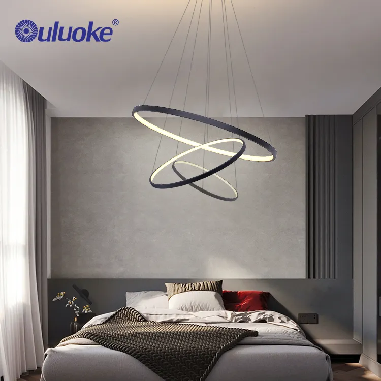 Factory Price Light Luxury Style Living Room Decorative Modern Black LED Chandelier Pendant Light