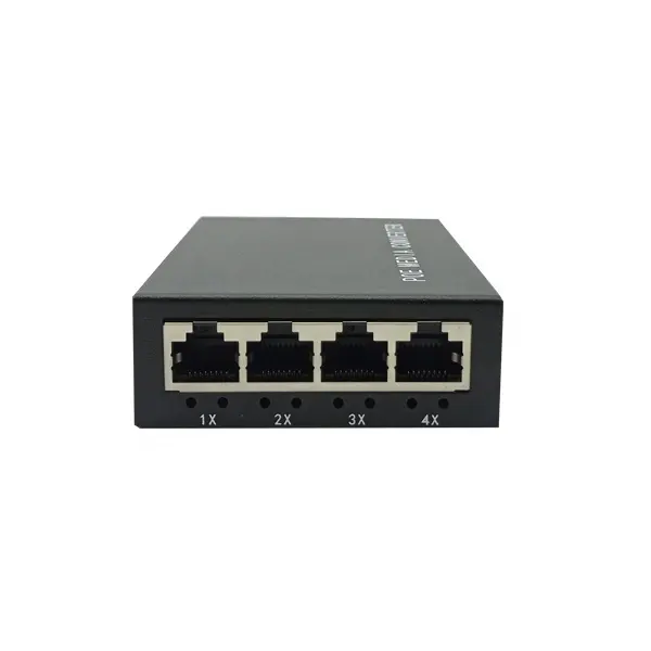4-Port 10/100M Ethernet PoE Media Converter with 1SC Fiber Optical Transceiver