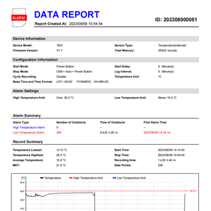 Sigmawit <strong>Temperature</strong> <strong>Data</strong> <strong>Logger</strong> Single Use <strong>Temperature</strong> Recorder PDF Report USB <strong>Temperature</strong> <strong>Logger</strong> Datalogger - Product Image 5