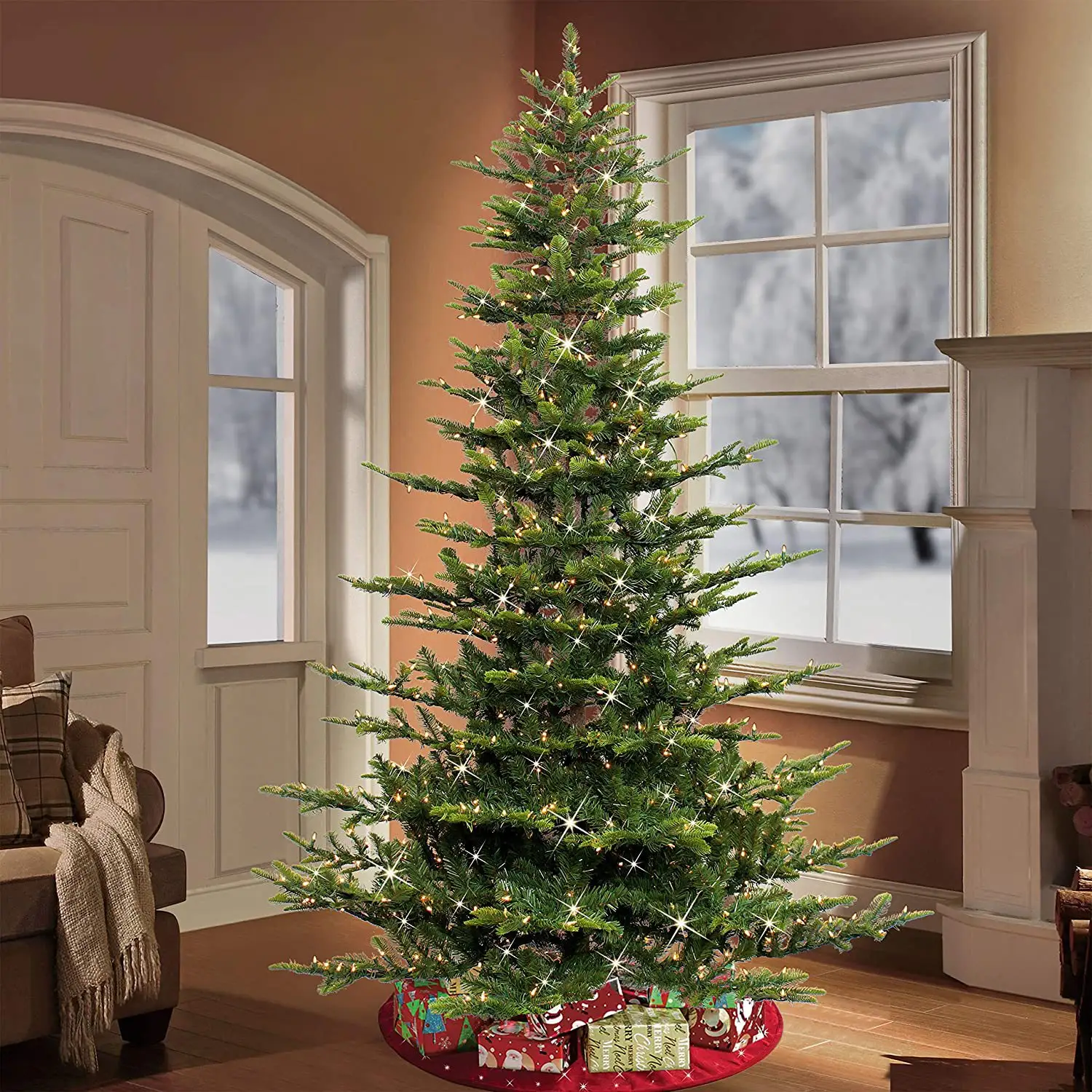 Penjualan langsung pabrik rumah tangga bola Natal & ornamen pohon PE pohon Natal raksasa pohon Natal dengan cahaya