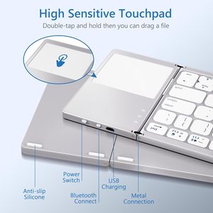 Ce Fcc Rohs 64 Keys Folding Multi <strong>Device</strong> Mini Foldable <strong>Bluetooth</strong> <strong>Keyboard</strong> Touchpad New English Wireless <strong>Keyboard</strong> <strong>for</strong> <strong>Android</strong> - Product Image 2