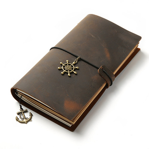Benutzer definierte handgemachte Abdeckung Leder Notizbuch Tagebuch Echtes Echtes Leder Planer Journal Vintage Reise Notizbuch mit Brieftasche Tasche - Product Image 3