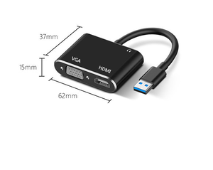 Convertidor de video de alta definición USB3.0 a HD + VGA USB 1 en 2 a puerto dual La misma salida con audio - Product Image 3