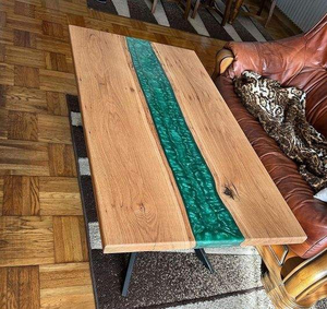 Hiện đại sang trọng gợn thiết kế óc chó và nhựa Epoxy sáu chỗ ngồi hình chữ nhật bàn ăn - Product Image 6