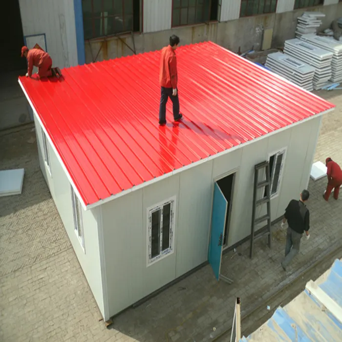 low cost economic flat roof light steel prefab house for residents