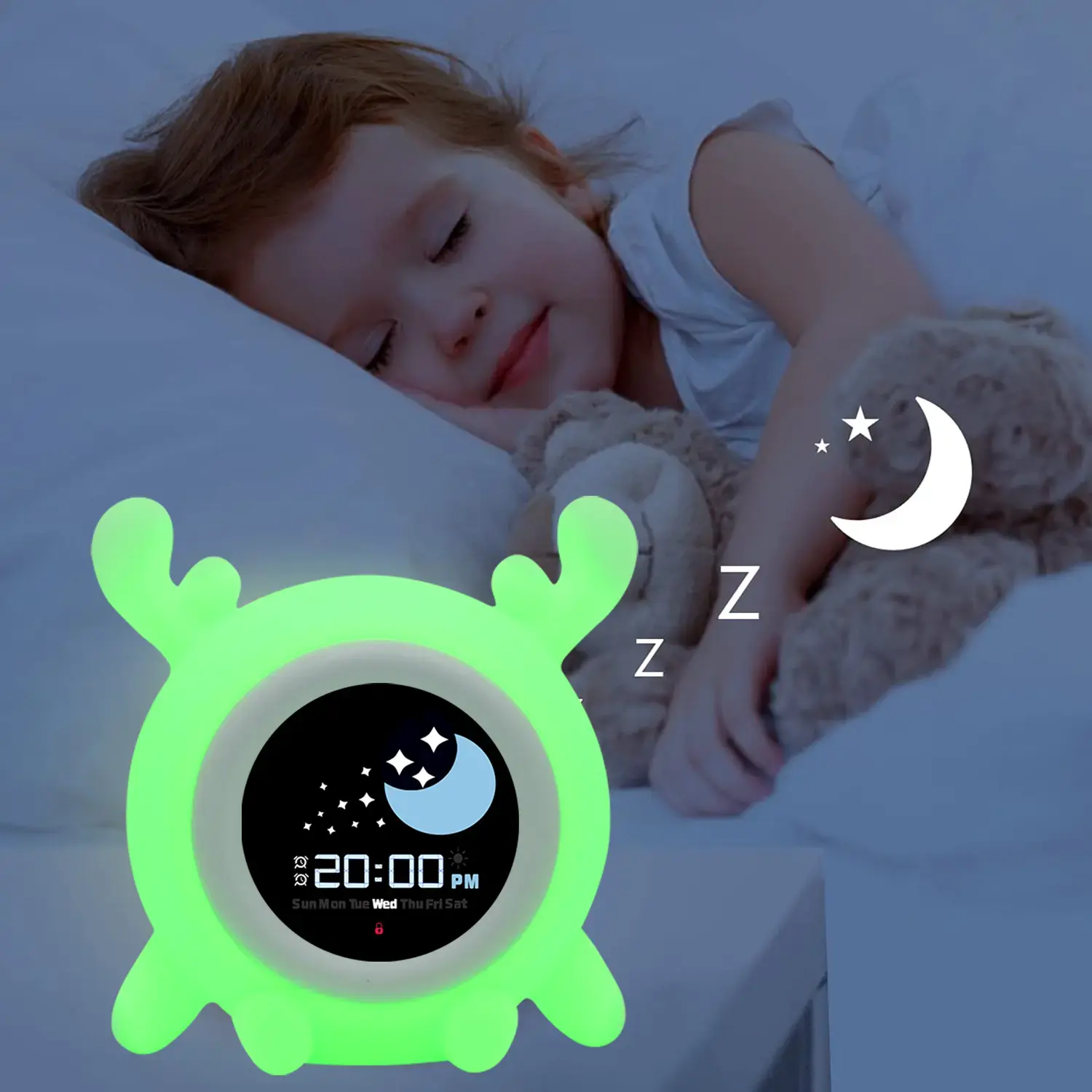 Cute digital Sleep trainer per il Back to School per lo studente dei bambini sveglia per bambini con suoni di rumore bianco