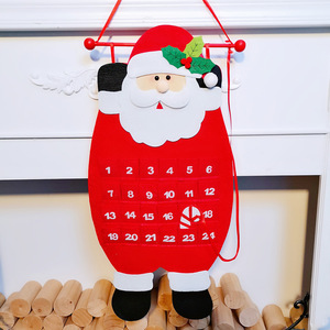 YQ-2117 Wall Hanging Santa Christmas Felt Advent Calendar with Pockets 24 Days Reusable Felt Calendar Xmas Decorations - Product Image 3