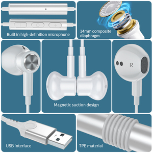 USB PC kablolu manyetik kulaklık mic tak ve oyun ile kulak içi kulaklık HiFi Stereo gürültü iptal bilgisayar kulaklığı - Product Image 3
