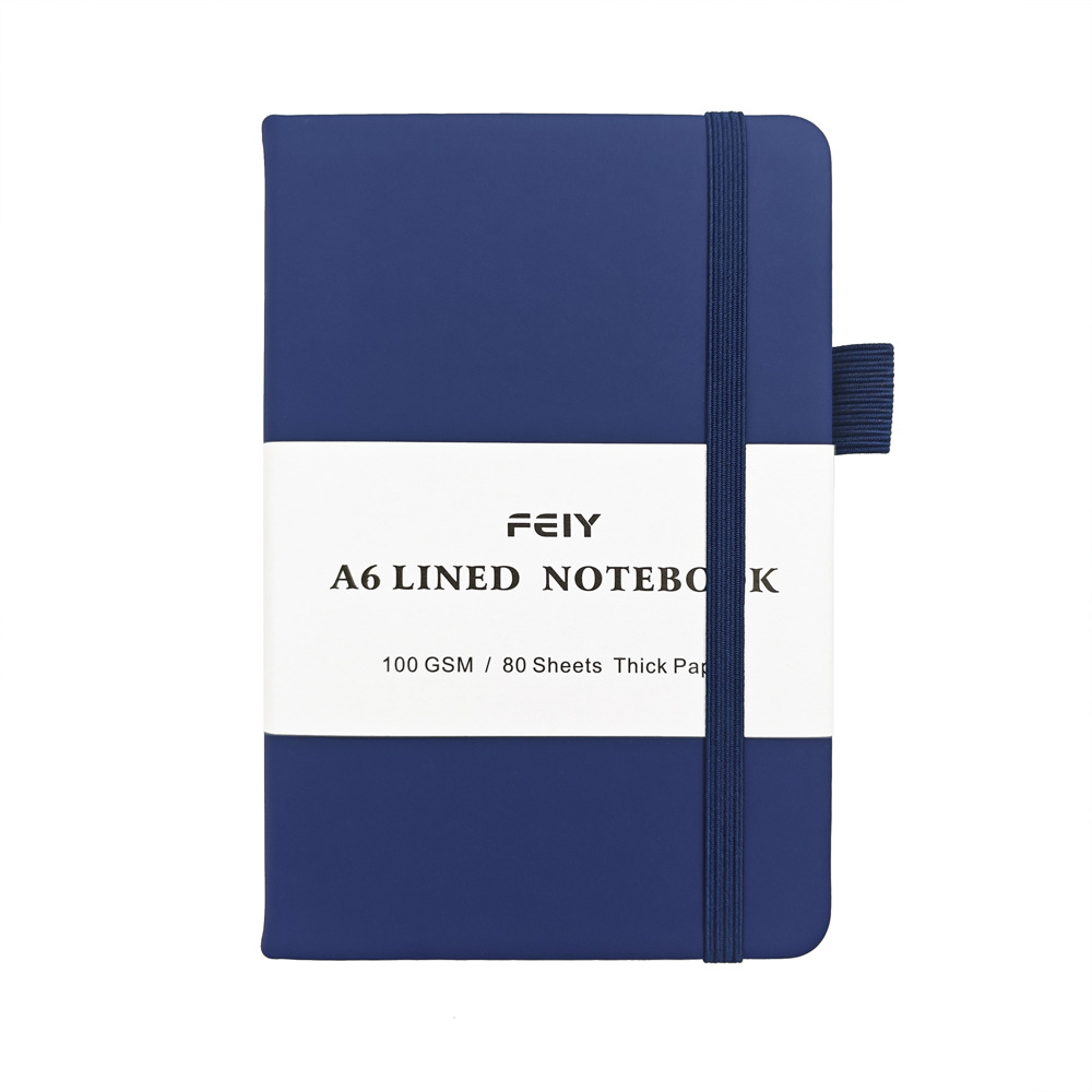 A6 bleu foncé 80 pages intérieures à lignes horizontales