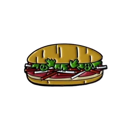 Spilla Sandwich Design personalizzato pane risvolto divertente in metallo nero spilla distintivo ristorante Fast Food smalto Pin