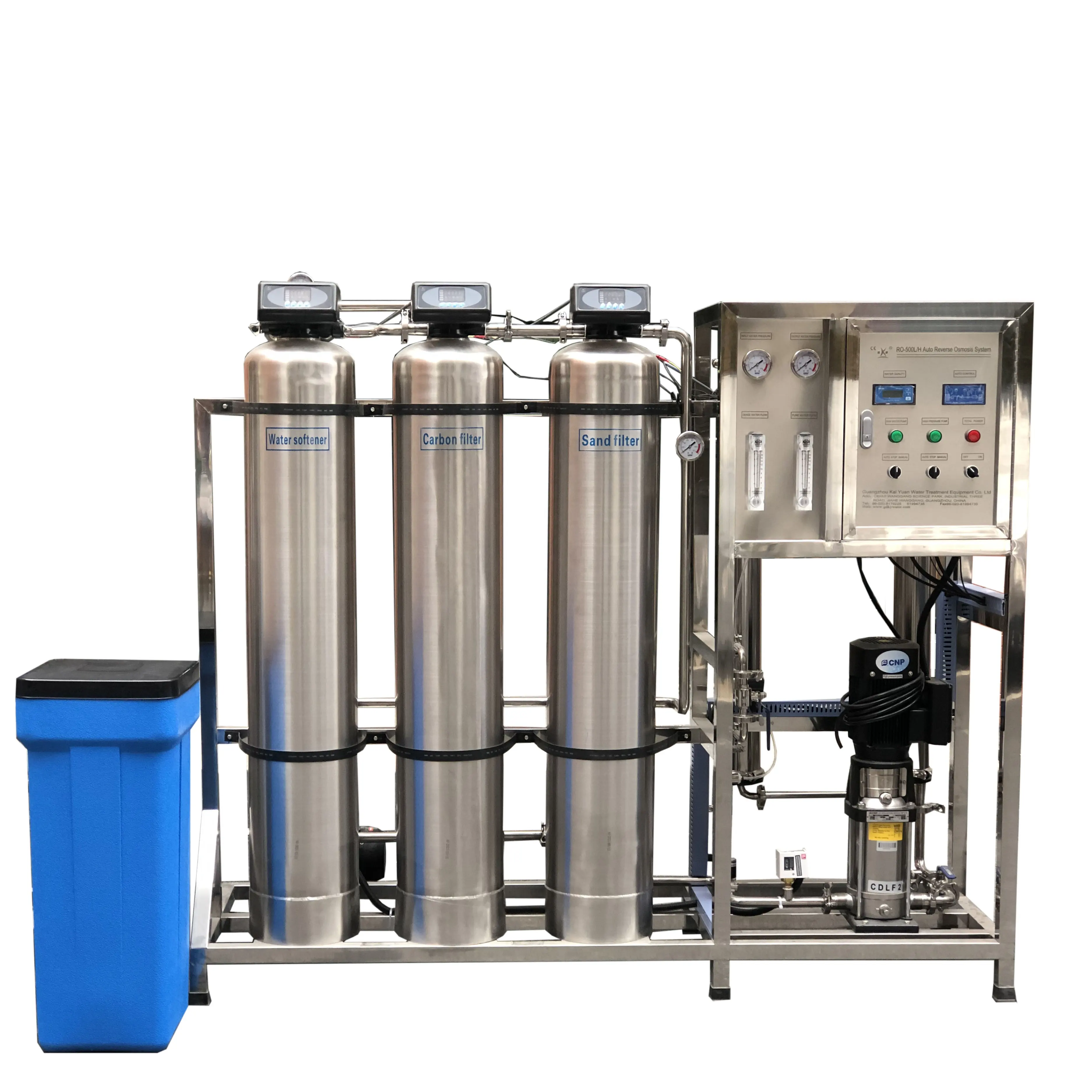 500LPH agua del grifo SUS 304 máquina purificadora de tratamiento de agua de hospital para planta industrial de ósmosis inversa RO con suavizador de agua