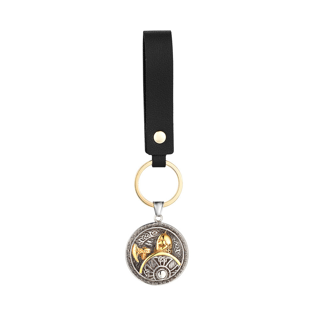 Two-tone pendant with leather cord