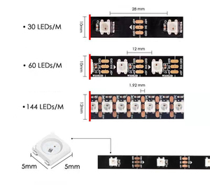 5V 12V แอดเดรสพิกเซล RGB LED โปรแกรม WS2812 WS2812B RGBIC กลางแจ้งกันน้ํา Dream สมาร์ทแอดเดรส LED Strip Light
