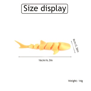 铰接式鲨鱼模型柔性接头3D打印塑料海洋动物坐立不安玩具，带可移动接头，用于家居装饰