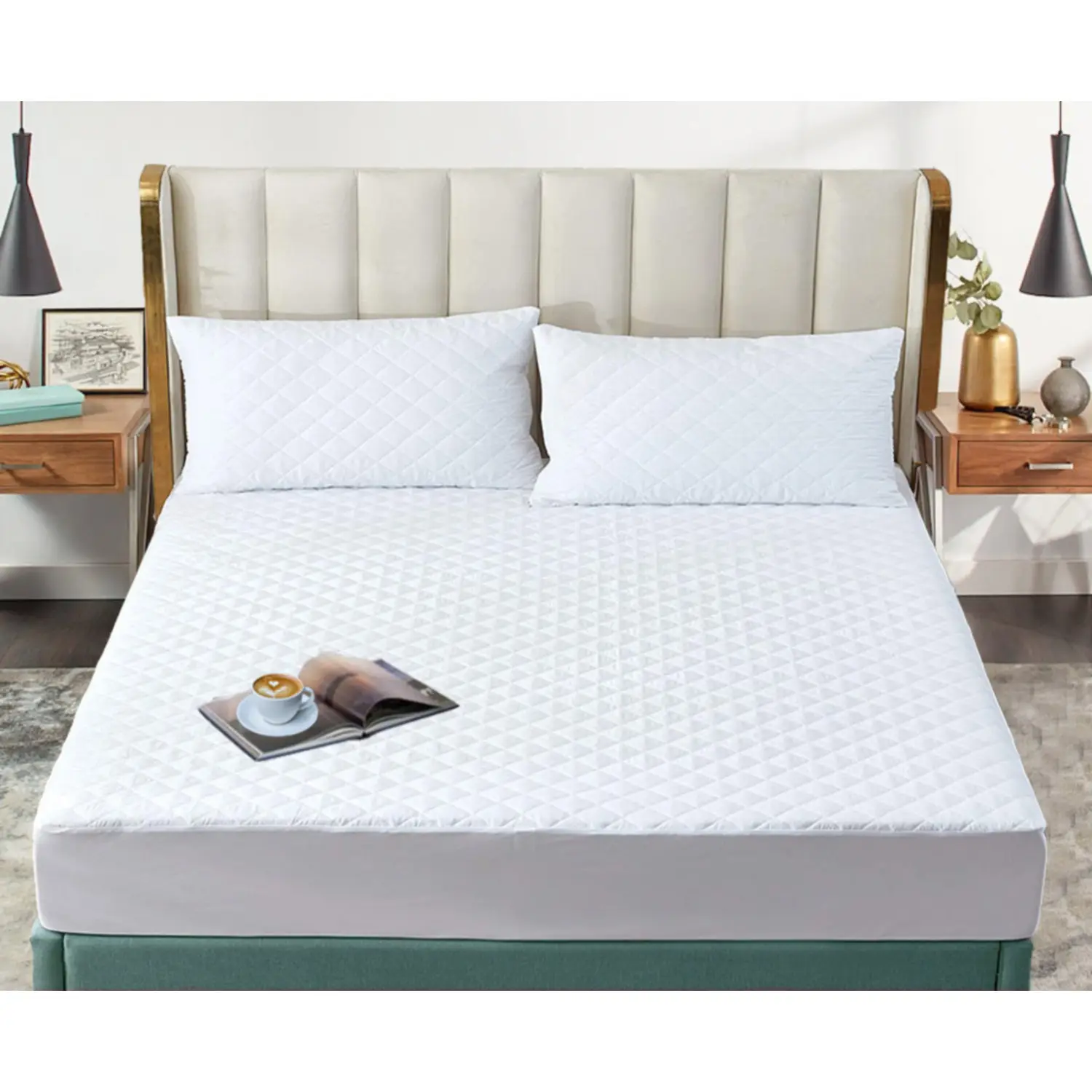 Protège-matelas matelassé en Polyester, imperméable, couverture de lit d'hôtel, 100% pièces
