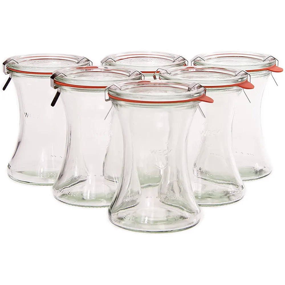 Weck Medium Deli Jar 996-ขนาดกลาง12.5ออนซ์370มล. ขวดแก้วใสพร้อมคลิปลมและฝาแก้ว