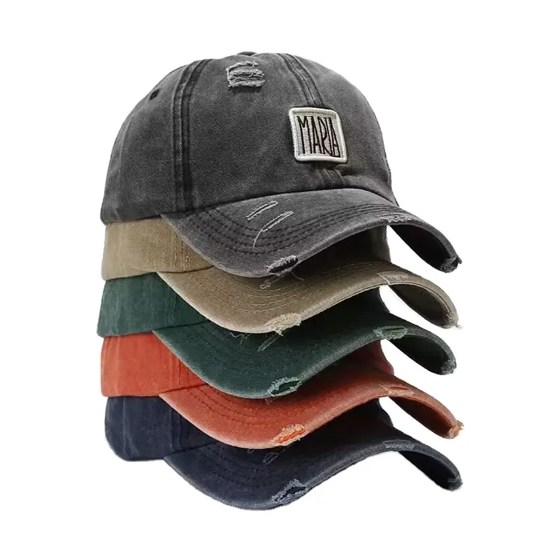 Chapeau de marché en gros bon marché Casquette de baseball réglable unisexe avec logo brodé de couleur unie