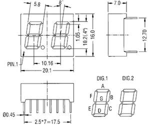 Kem-4021-bpg pure verde 0.4 pollice dual digit 7 segment display 2 digit led display numerico - Product Image 4