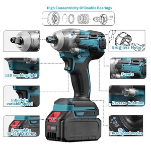 21V Li-ion pin công cụ điện không dây khoan điện hệ thống điện Lithium Ion gói mô-men xoắn cao tác động cờ lê với nhấp chuột cao - Product Image 5