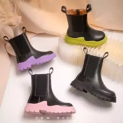 Botas para niños, conjunto de piel sintética para zapatos impermeables antideslizantes para clima frío (niño pequeño/bota para niño grande para niños