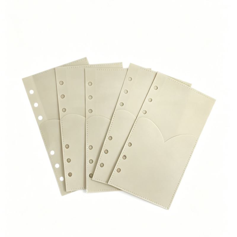 A6 Kaki Clair - Pochettes pour classeur en PP en forme de cœur (Lot de 5)