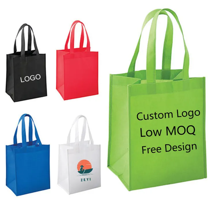 Özelleştirilmiş kullanımlık Tote olmayan dokuma çanta Logo toptan iş reklam ile geri dönüşümlü eko dokuma olmayan çanta alışveriş çantası