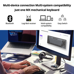 Mini interruptores silenciosos táctiles iluminados mecánicos Logitech MX, interruptor inalámbrico de oficina con Bluetooth retroiluminado, Teclado mecánico