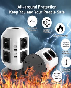 Çift anahtar masaüstü soket kulesi ile 4 USB çok soket kule 5 m uzatma kablosu güç şeridi ile 12 yollu güç şeridi - Product Image 4