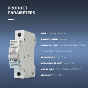 C65 L7 1P 2P 3P 4P Pole 5 Amp RCCB MCB Disyuntor en miniatura 6kA 10kA Capacidad de ruptura estándar 1-63A Conector de plástico - Product Image 4