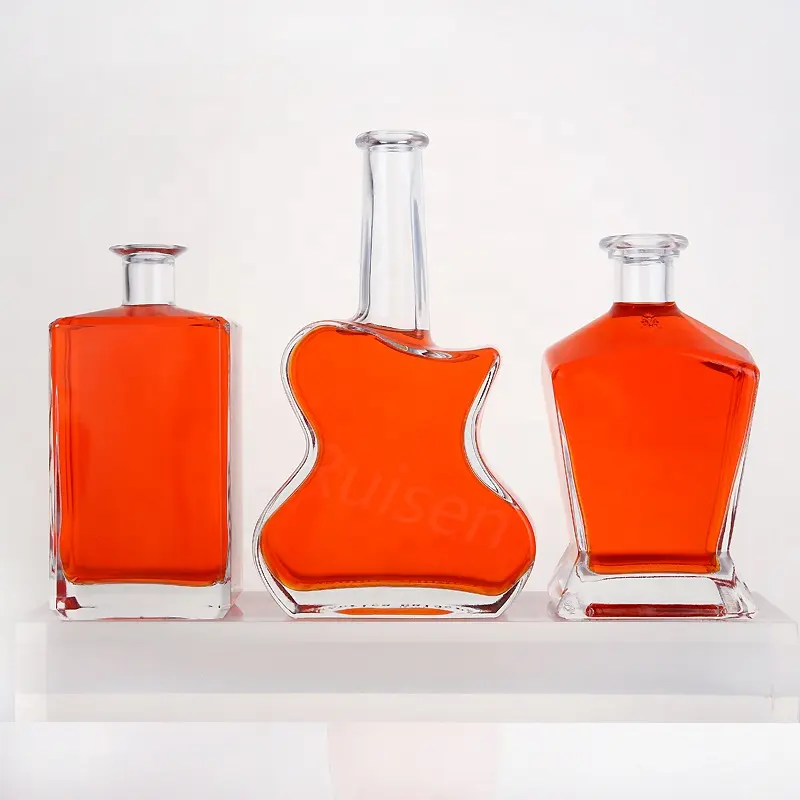 Forma unica 750ml rum vodka liquore bottiglie di vetro personalizzato violino bottiglia di liquore di vetro