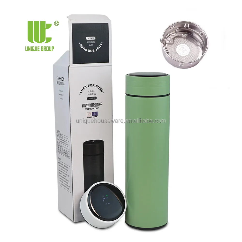 Wholesale Custom Thermos Bottle 500ml Stainless Steel Double Wall LED Screen Vacuum Flask Smart Water Bottle