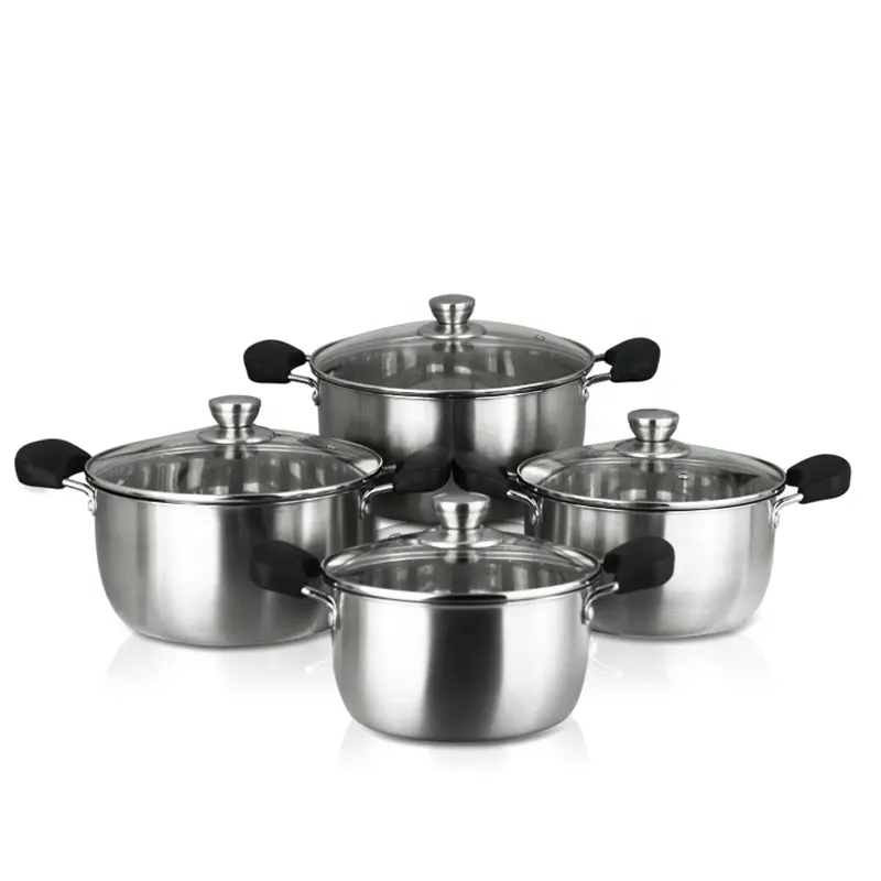 Juego de 8 tapas de cristal de cocina, juego de ollas de acero inoxidable a la venta