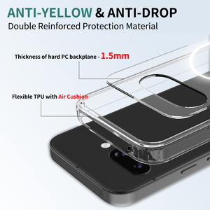 携帯電話用ケースPixel 9a強力磁気ワイヤレス充電クリアTPU PCハイブリッドバックカバーGoogle Pixel 9a用 - Product Image 3