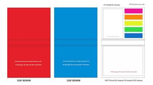 定制尺寸标志办公学校5色荧光印花促销文具再生纸贴便签记事本套装