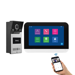 Timbre de vídeo inteligente con tarjeta IC, cámara de timbre de puerta con monitor táctil de 7 pulgadas, sistema de intercomunicación de videoportero, soporte de videoportero, 1 unidad - Product Image 1