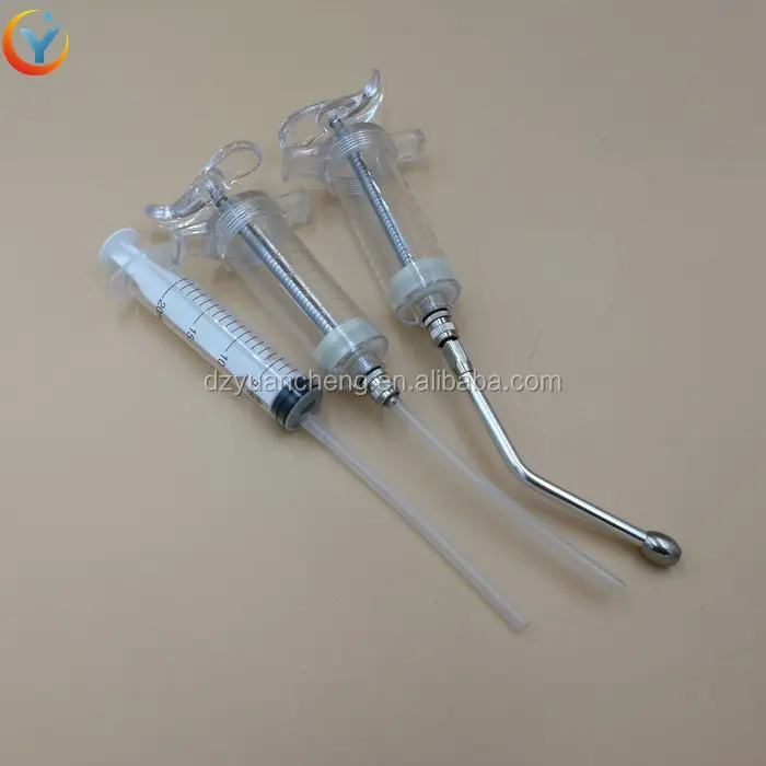 Veterinarios jeringa para inyección de acero de plástico TPX jeringa para animales con tubo