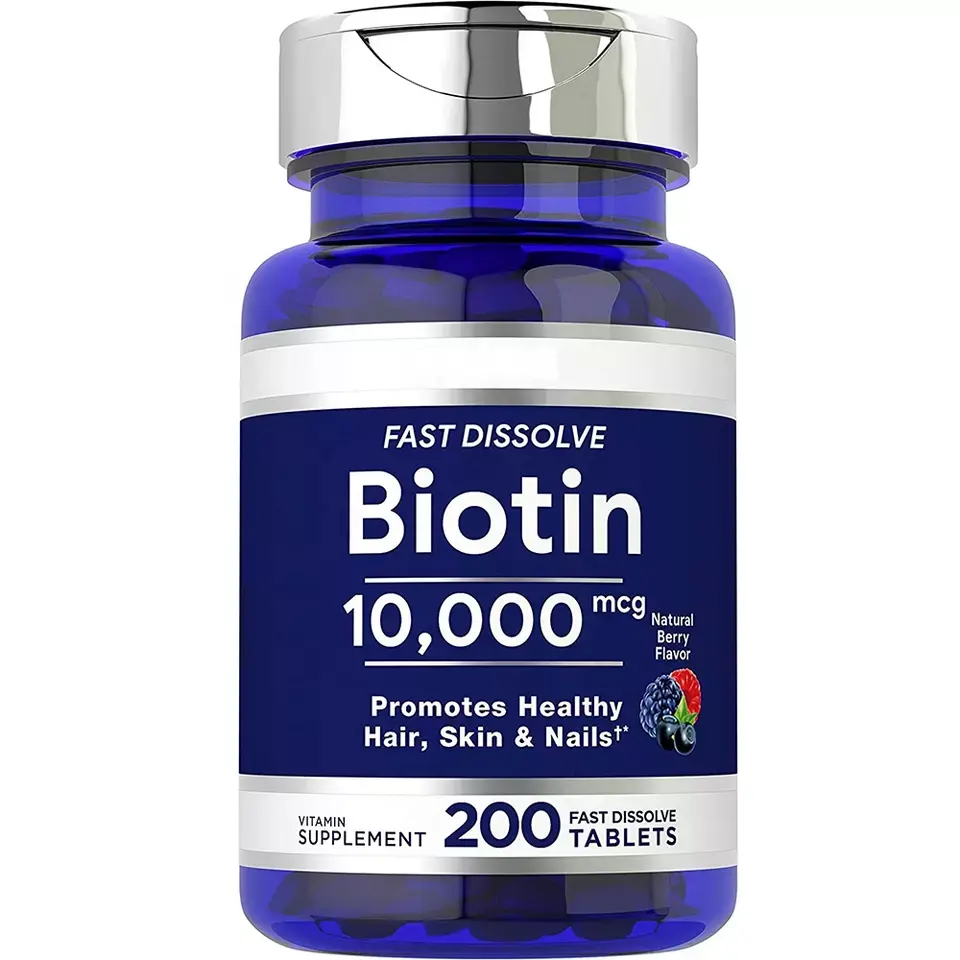 Suplemento dietético extra fuerte para uñas y vitaminas para la piel 10000mcg Biotin Tablets Pills