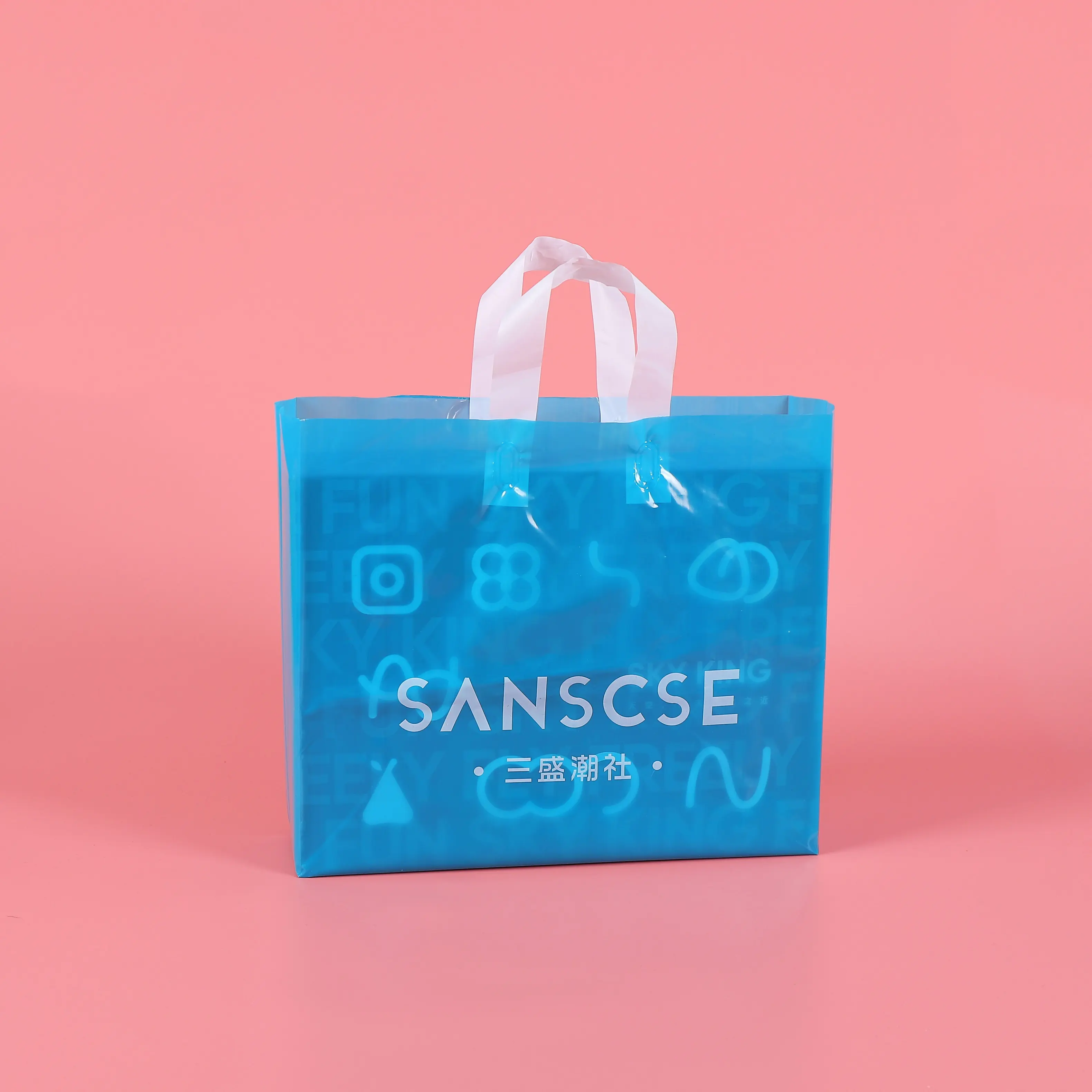 Compras Logotipo personalizado sacos com alça saco plástico presente Saco personalizado do presente para produtos de marca moda compras embalagens