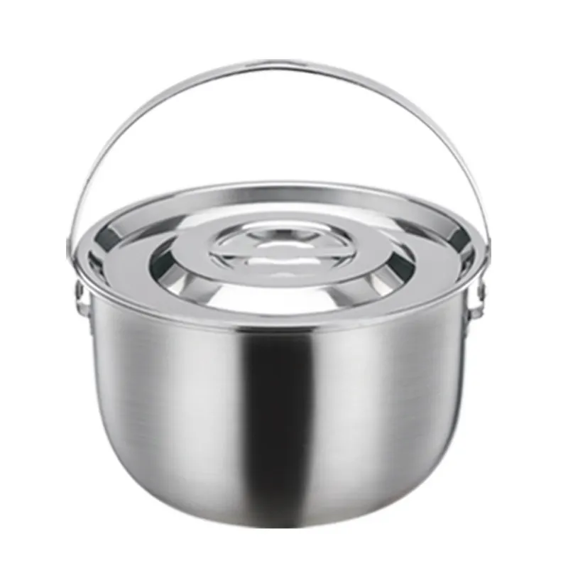 Stainless steel cooking pot with handle thick and durable soup pot