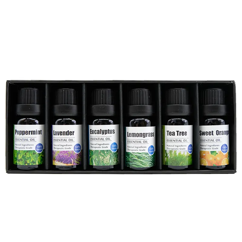 Tersedia Label Pribadi Set Minyak Esensial Sangat Murni, 6X10Ml untuk Diffuser Aroma, Minyak Wangi Lavender Alami