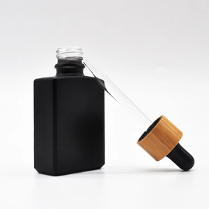 <strong>Gray</strong> Black Amber Green Rectangle White Colorful Cosmetic 30ml square Glass <strong>Dropper</strong> Essential Oil <strong>Bottle</strong> with Bamboo Cap - Product Image 3